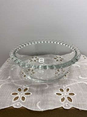 Vintage Imperial Glass Candlewick Bowl Clear Beaded Edge Bowl Trinket Dish